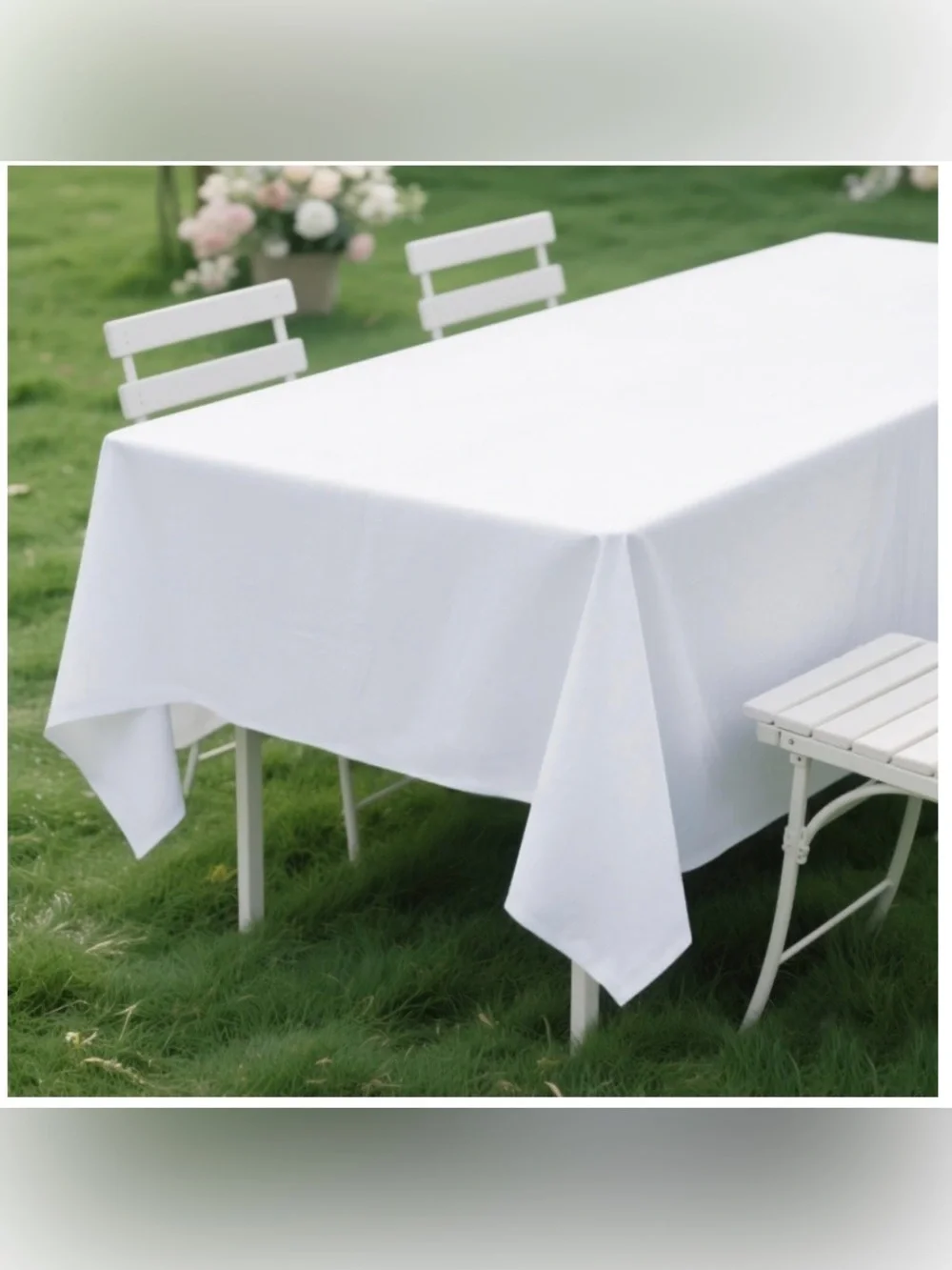 Classic Polyester Tablecloth Washable Rectangular 70x120” WHITE
